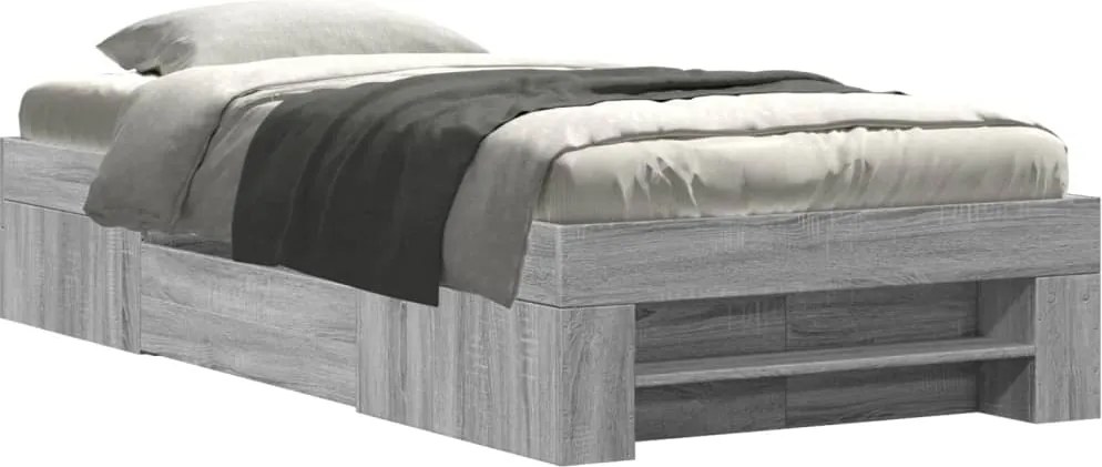vidaXL Cadru de pat, gri sonoma, 90x190 cm, lemn prelucrat