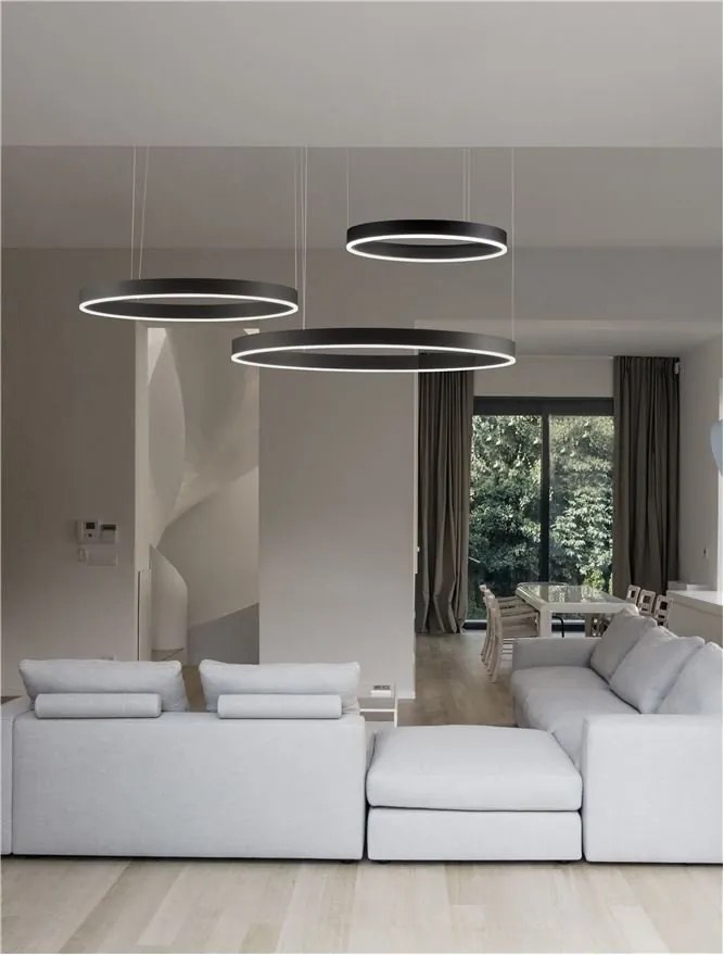 Lustra LED dimabila design circular MOTIF 3 ring negru