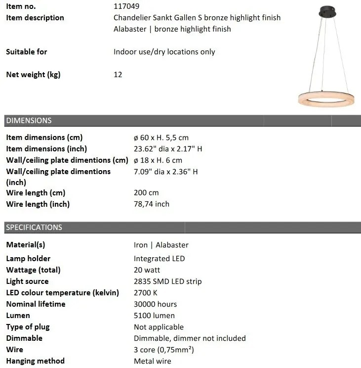 Lustra LED eleganta design LUX Sankt Gallen S