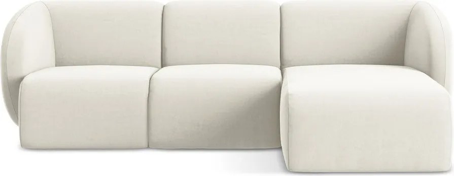 Colțar bej cu tapițerie din catifea (cu colț pe partea dreaptă/cu șezlong) Lani – Makamii