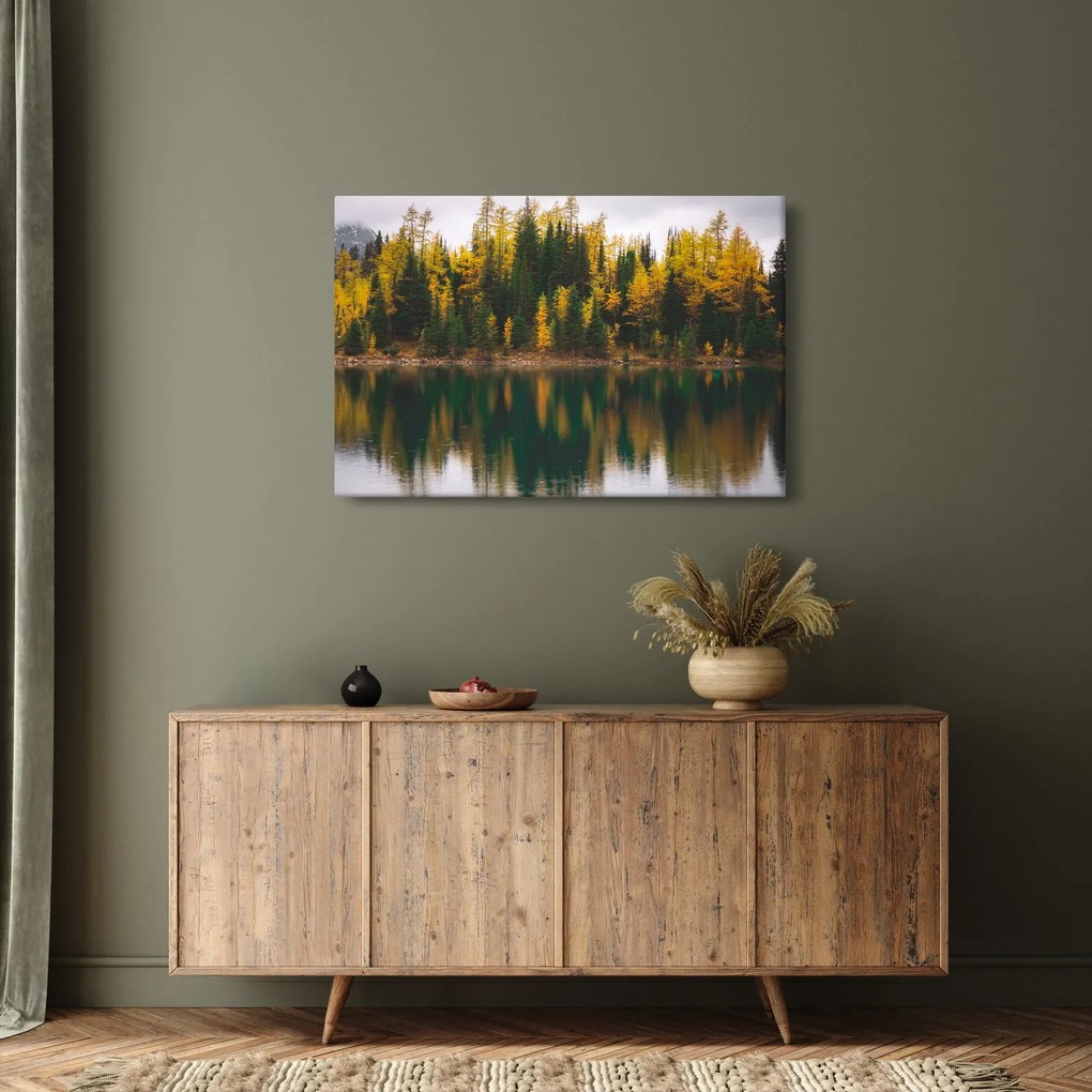 Tablou cu lac de pădure (90x60 cm)