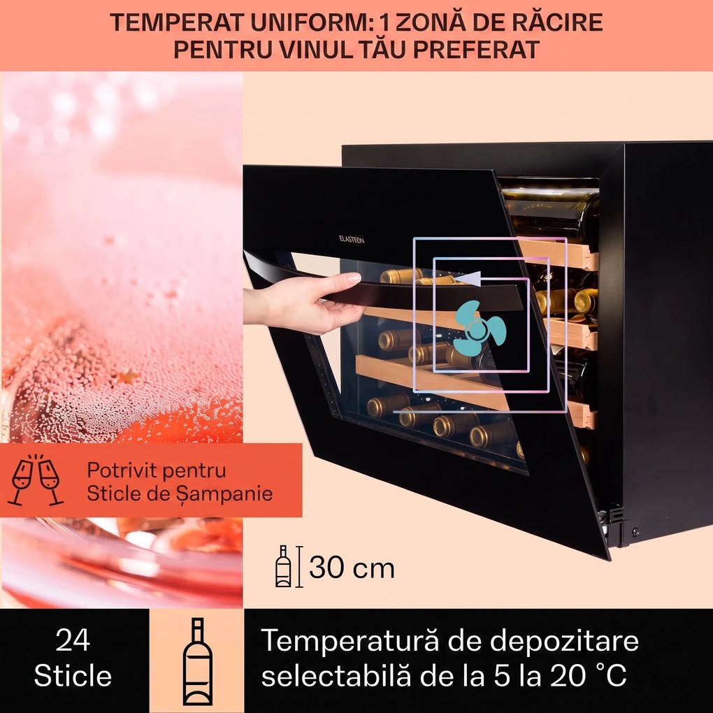 Klarstein Vinsider 24 Built-In Uno, vinotecă, 1 zonă, 24 de sticle, EEK G