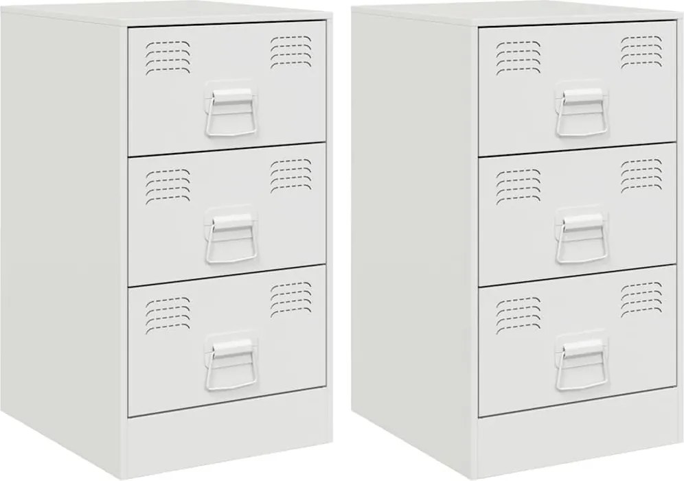 vidaXL Noptiere, 2 buc., alb, 34,5x39x62 cm, oțel