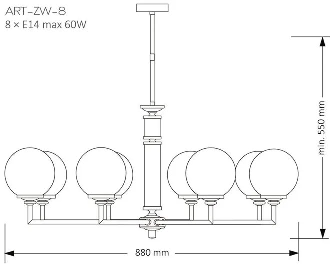 Lustra 8 brate moderna realizata manual Artu Glass
