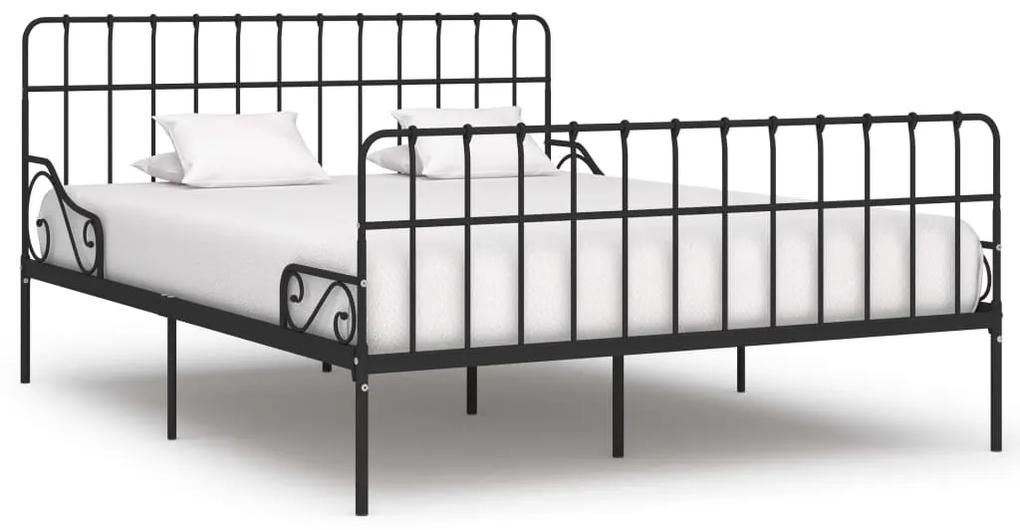 284613 vidaXL Cadru de pat cu bază din șipci, negru, 180 x 200 cm, metal