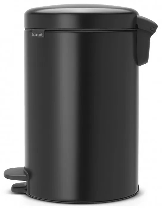 Cos de gunoi cu pedala Brabantia NewIcon 649029, 12 L, Inchidere lina, Baza antiderapanta, Negru