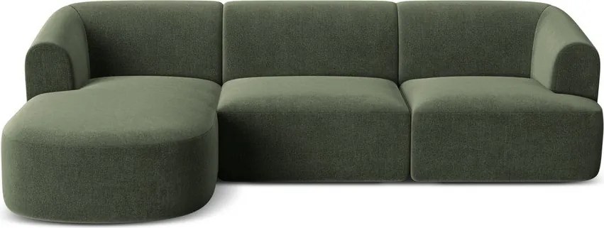 Colțar verde cu tapițerie din catifea (cu colț pe partea stângă/cu șezlong) Campi – Cosmopolitan Design