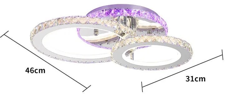 Lustra LED Cu Telecomanda, Elit's Cristal, 2 Cercuri, Negru, 70W, RGB