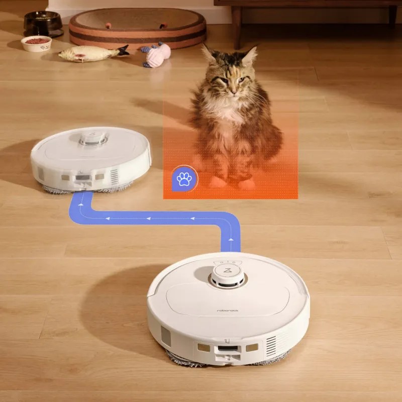 Robot aspirator Roborock Q Revo Max V, 7000Pa, 180 min, 300 m², Dry/Mocro, Wi-Fi, PreciSense® LiDAR + Reactive AI, Asistent vocal, Alb