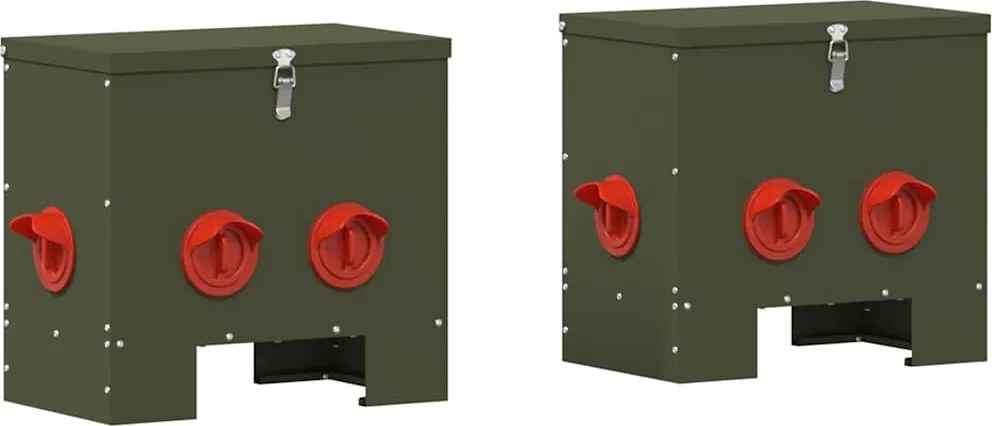 vidaXL Feeder pentru pui 2 pcs Verde măsliniu 40,5 x 25 x 38 cm