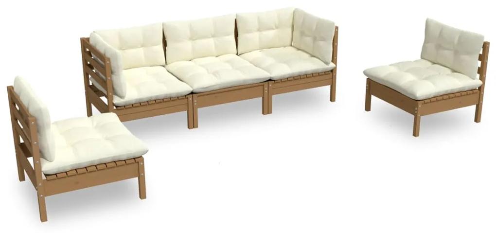 3096187 vidaXL Set mobilier grădină cu perne, 5 piese, lemn masiv de pin