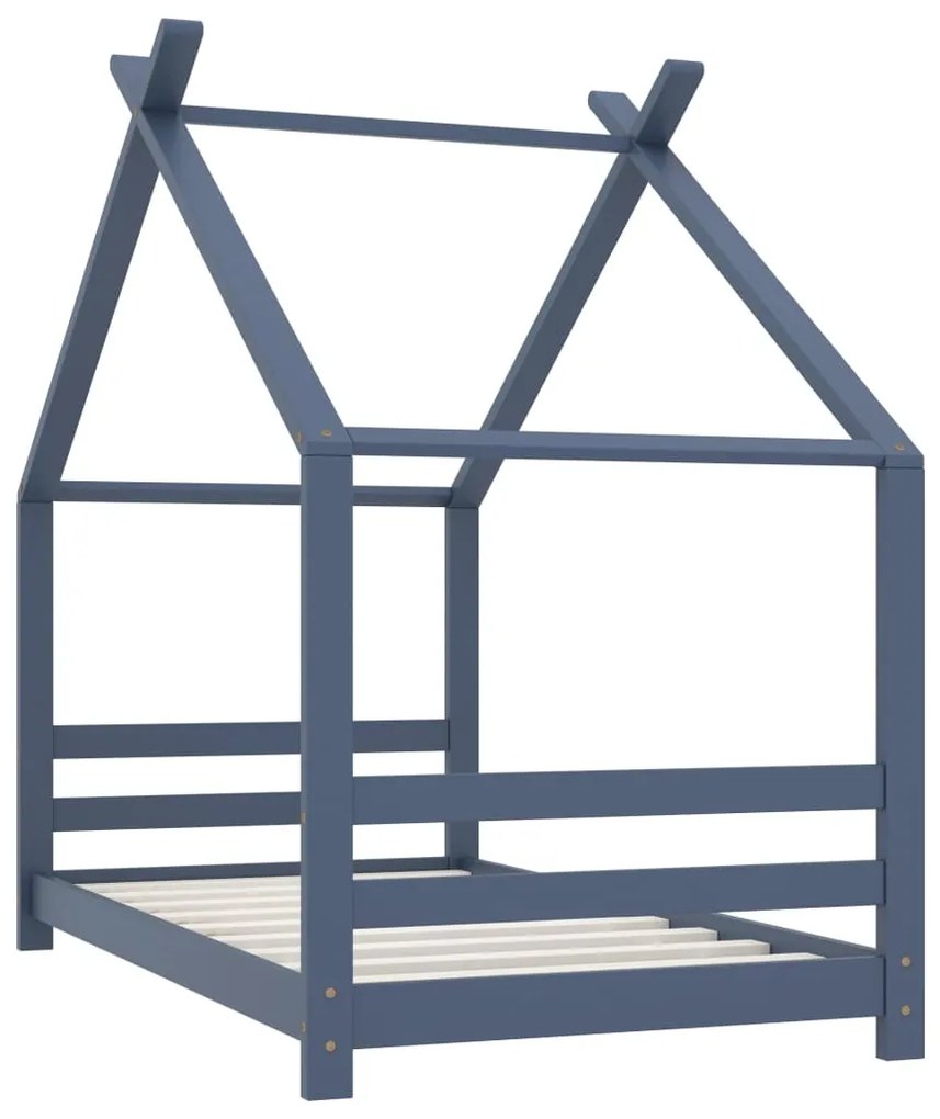 289614 vidaXL Cadru de pat de copii, gri, 80 x 160 cm, lemn masiv de pin