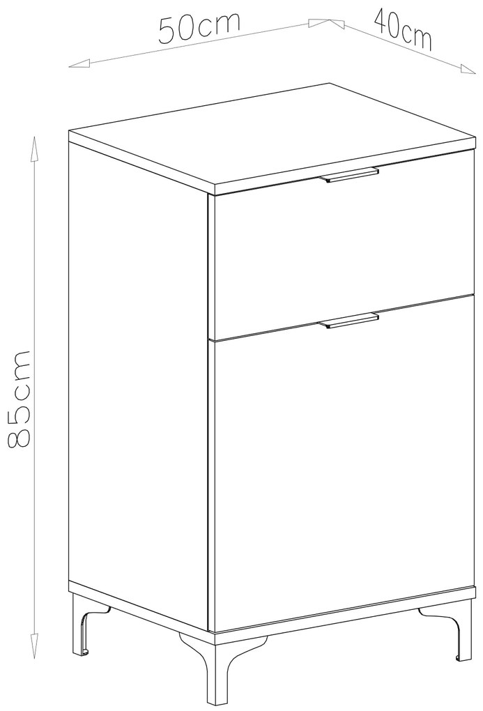 Mazzoni Comodă LANA K-50S Bej (Șampanie) - DULAP VERTICAL CU SERTAR