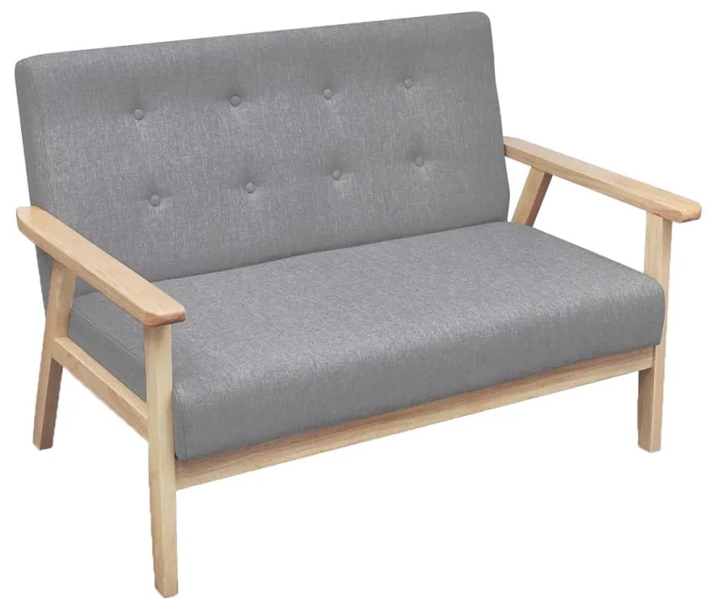 vidaXL Canapea cu 2 locuri, gri deschis, material textil