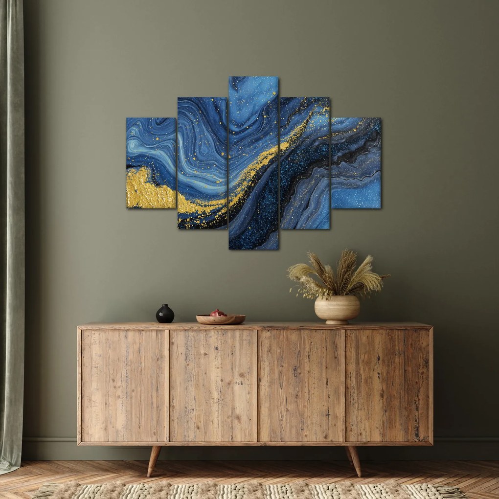 Tablou - Abstracție albastru-aurie (150x105 cm)