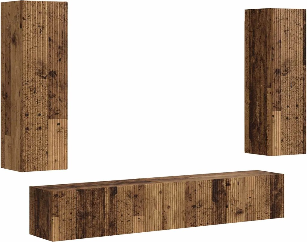 vidaXL Set comodă TV Pe perete 3 pcs Lemn vechi Lemn compozit