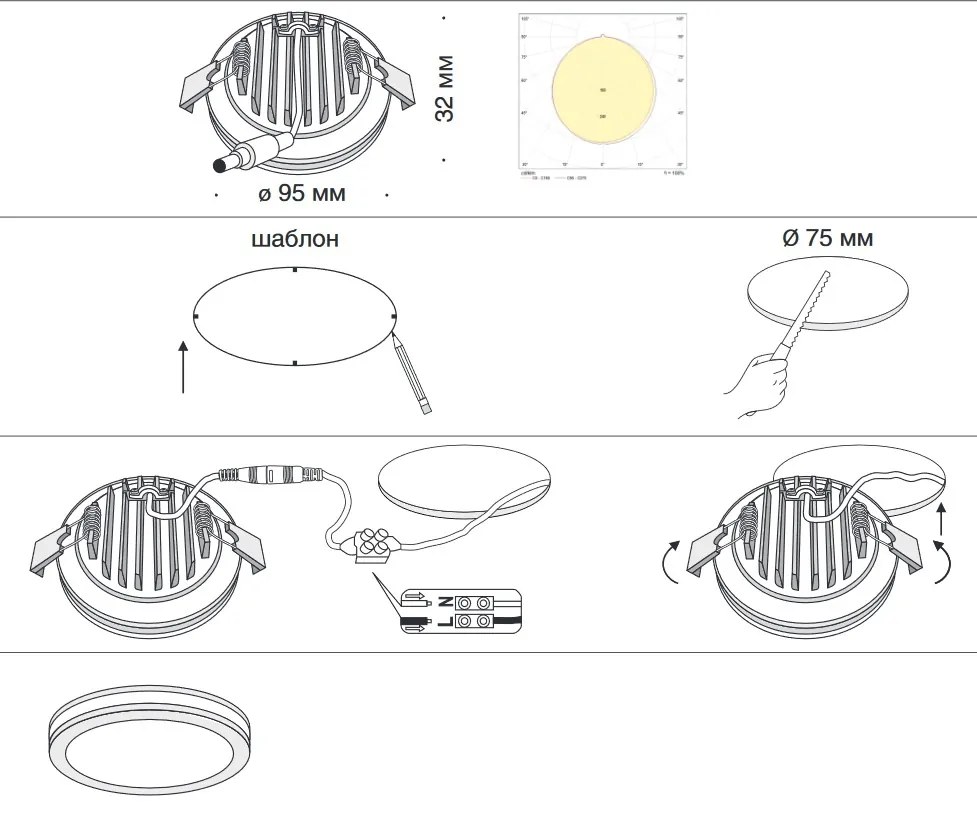 Spot LED incastrabil tavan fals Phanton negru, 9,5cm MY-DL303-L12B