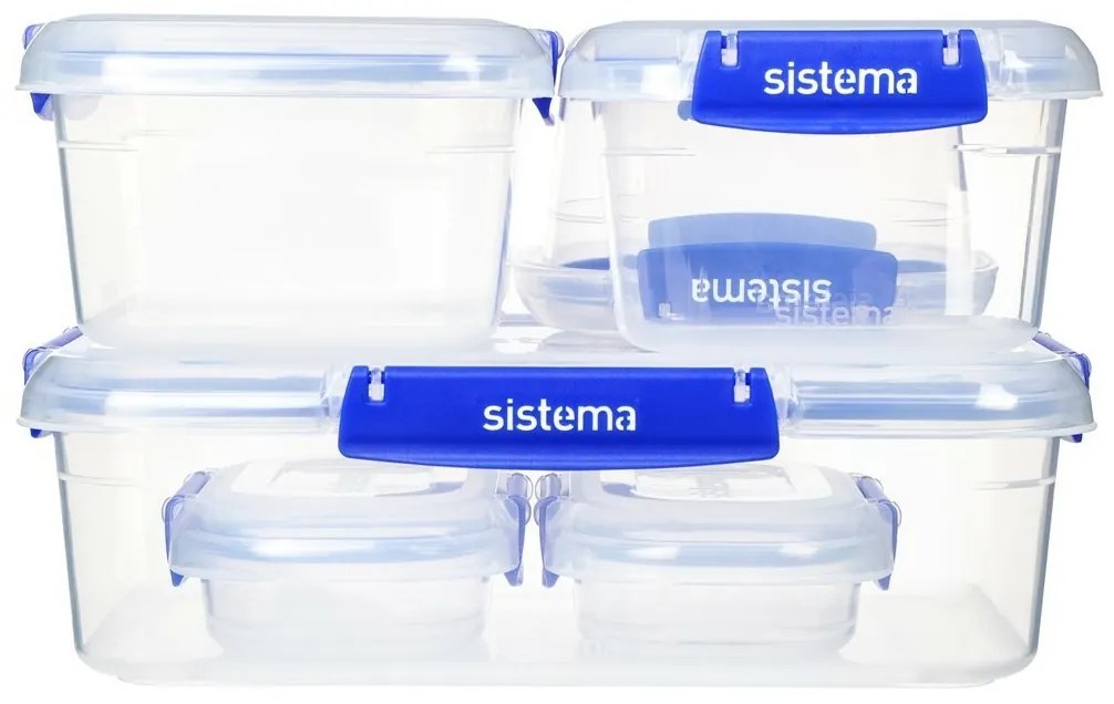 Sistema Set de 6 cutii etanșe pentru alimente KLIP IT PLUS, 2x180 ml, 2x400 ml, 1x1 l și 1x2,2 l