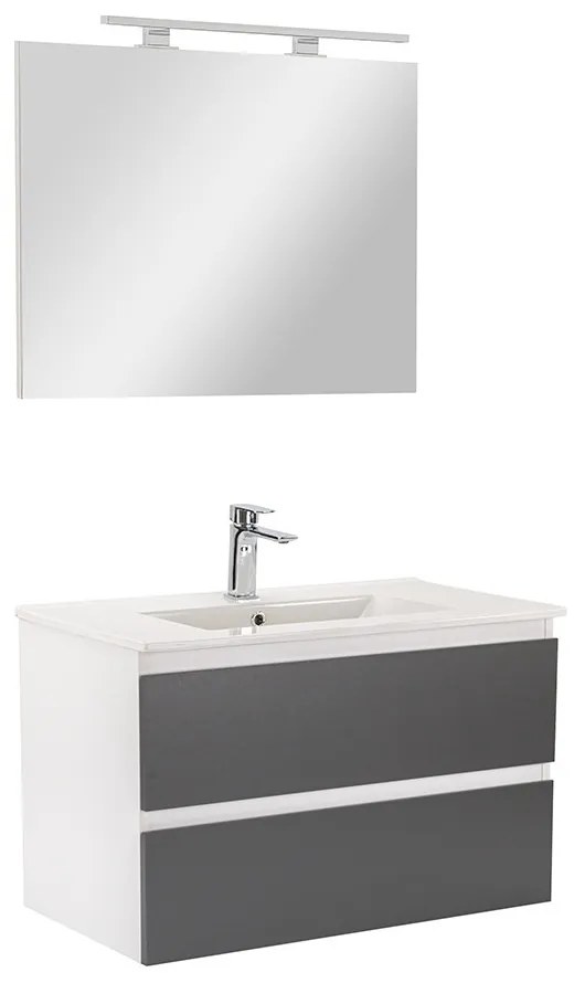 Mobilier complet de baie Vario Forte 80 alb-antracit
