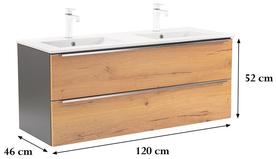 Dulap inferior Vario Trim 120 cu lavoar antracit-stejar