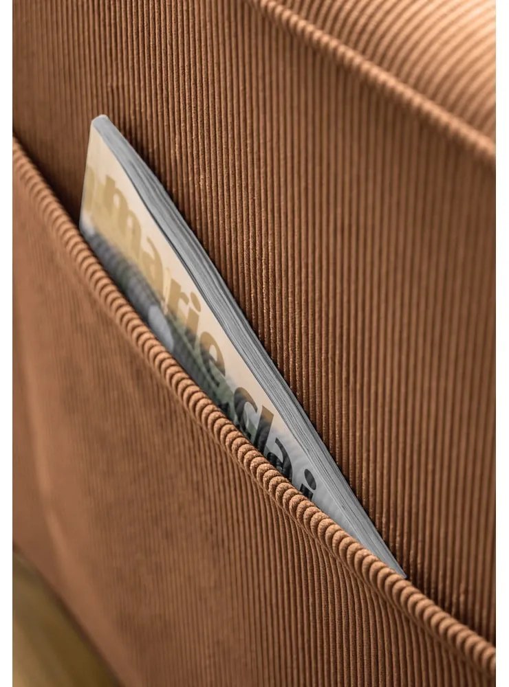 Fotoliu portocaliu/maro cu tapițerie din catifea reiată Lofty Lilly – Miuform