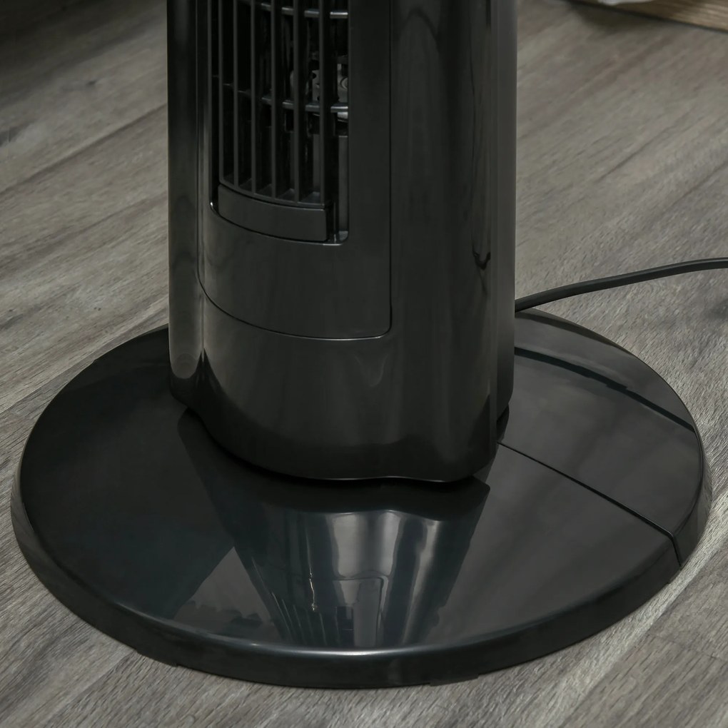 HOMCOM Ventilator Coloană Ionizator cu 3 Viteze, 3 Moduri și Temporizator 8h, Ventilator Podea ABS, Ø32x106.8 cm, Negru