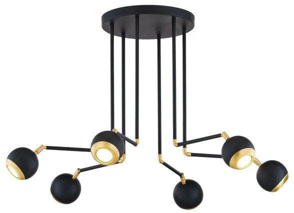 Lustră pe tijă Jupiter 1987 VILAR 6xGU10/10W/230V negru/auriu