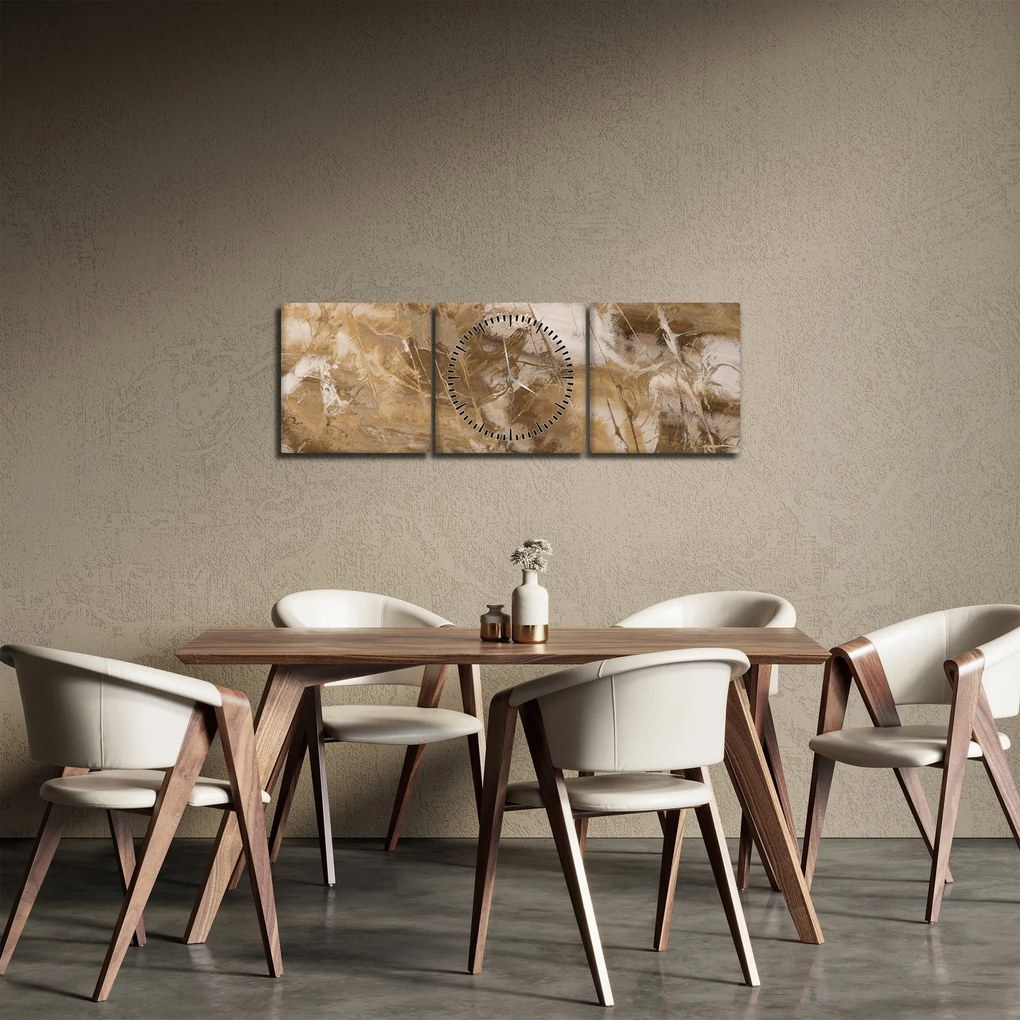 Tablou - Abstract maro (cu ceas) (90x30 cm)