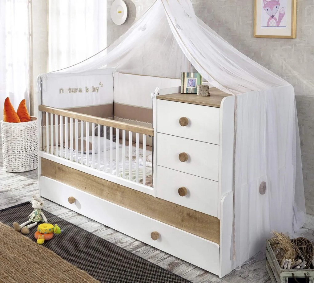 Pat transformabil cu sertare 80 x 180 cm Natura Baby