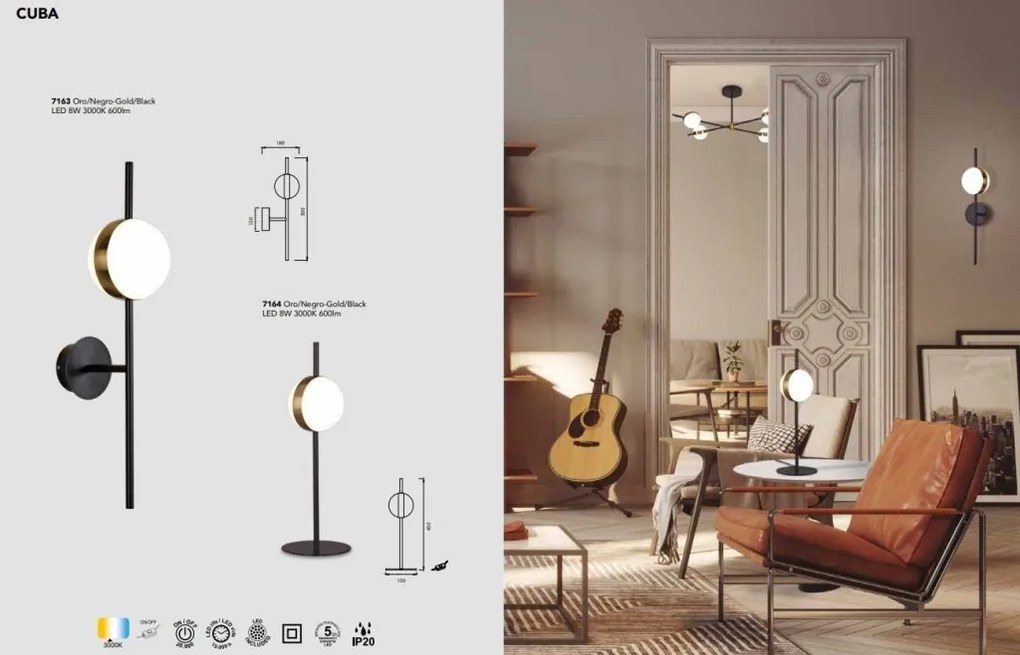 Aplica de perete LED design Art Deco Cuba
