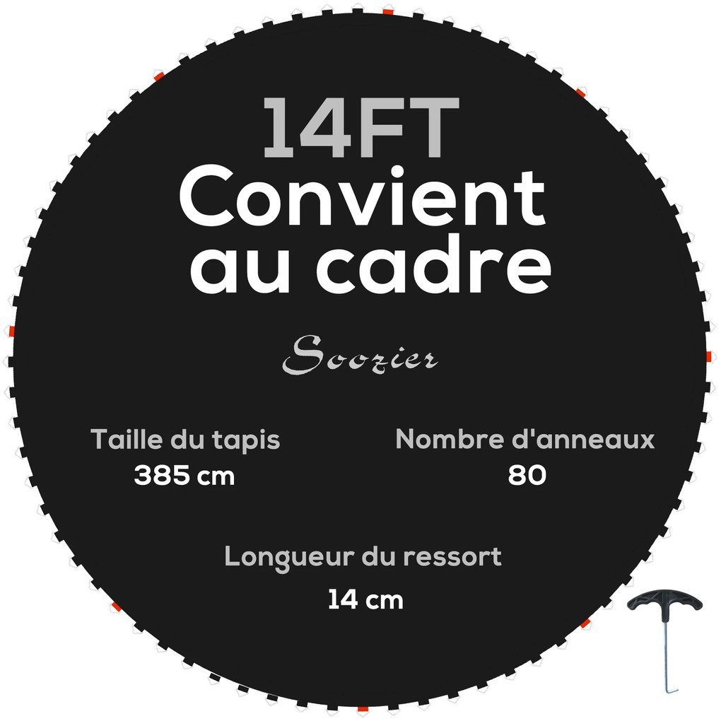 SPORTNOW Covor de înlocuire pentru trampolină, covor de salt de înlocuire, compatibil cu trampolina Ø 4,3 m și arcuri de 14 cm | Aosom Romania