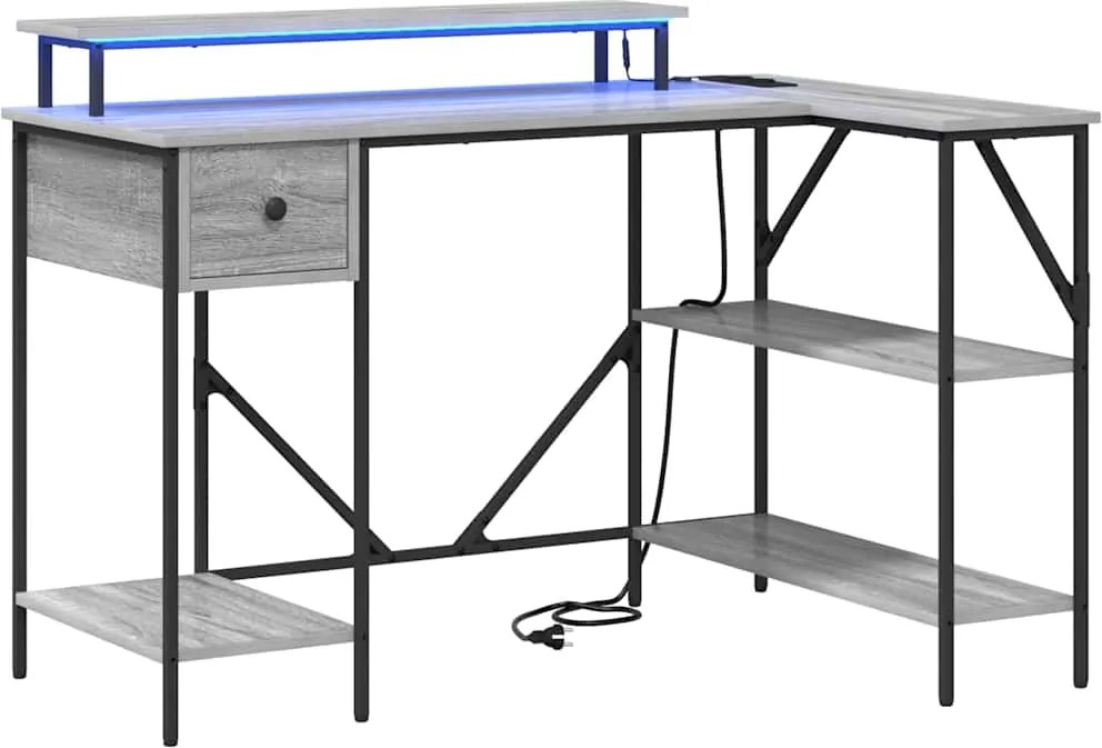 vidaXL Birou cu sertar Gri Sonoma 120 x 79 x 86,5 cm Lemn compozit