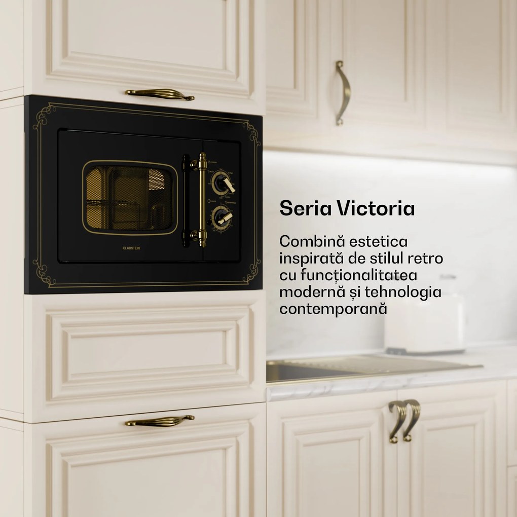 Klarstein Victoria 20, cuptor cu microunde încorporabil, 20 l, 800 W, grill: 1000 W, negru