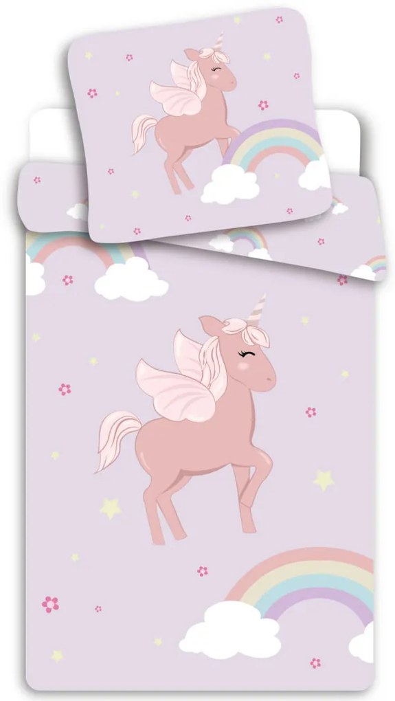 Unicorn Cloudy Pink set de lenjerie de pat 150×210cm, 50×60 cm