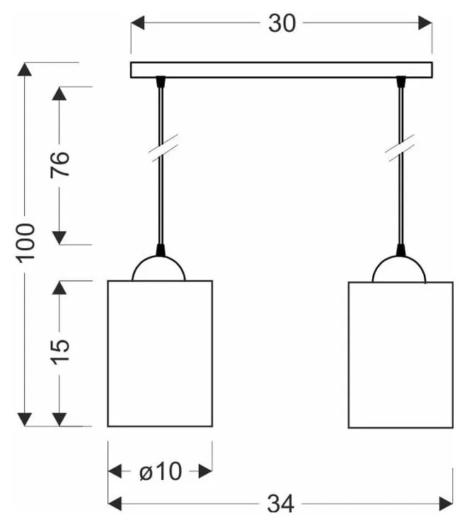 Lustră neagră cu abajur din sticlă 10x34 cm Bistro – Candellux Lighting