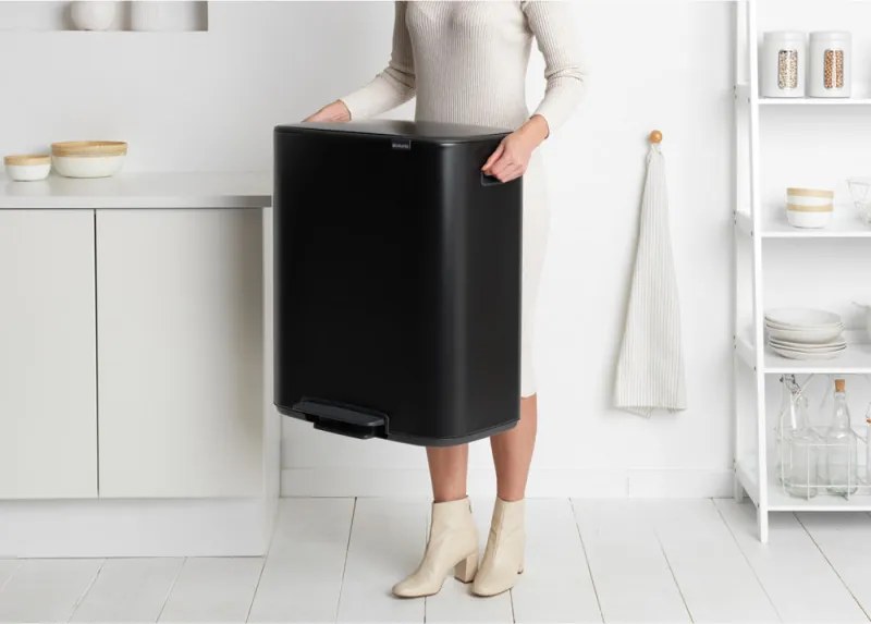 Coș Brabantia Bo Pedal 1003185, 60 L, închidere ușoară, bază antiderapantă, negru