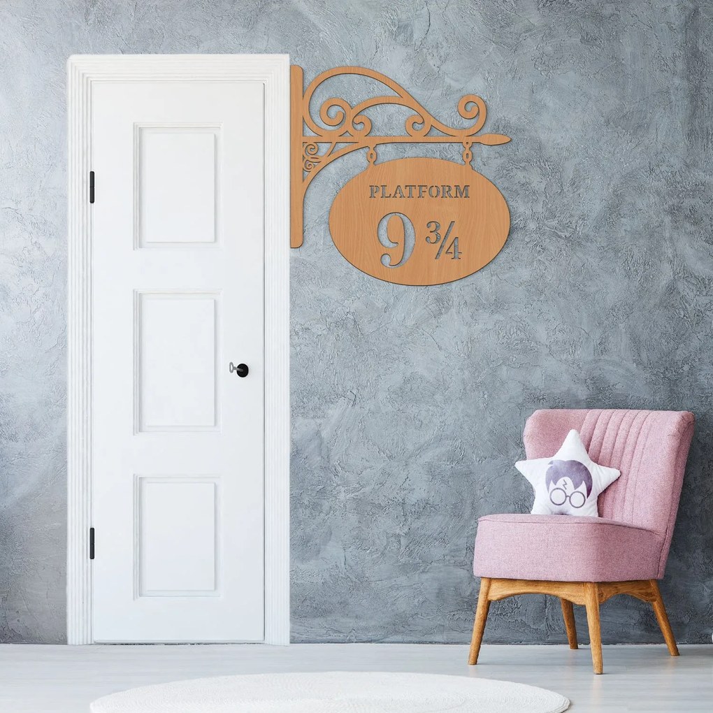 DUBLEZ | Decorațiune din lemn pentru ușă - Platform 9 și 3/4