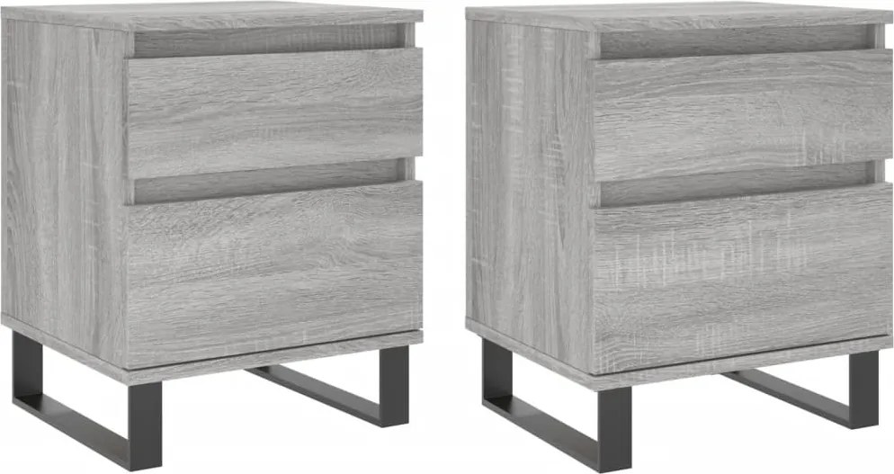 vidaXL Noptiere, 2 buc., gri sonoma, 40x35x50 cm, lemn compozit