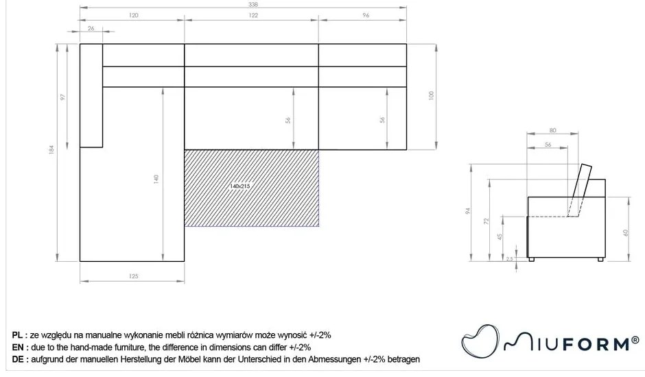 Colțar modular bej extensibil/cu spațiu de depozitare (cu colț pe partea stângă) Lulu – Miuform