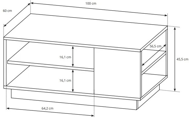 Măsuță de cafea Three G (Stejar craft auriu + Alb). 1071394