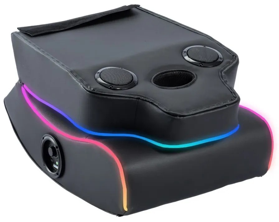 Fotoliu gaming, boxe încorporate, conectare Bluetooth, sistem iluminare RGB, PU, Negru