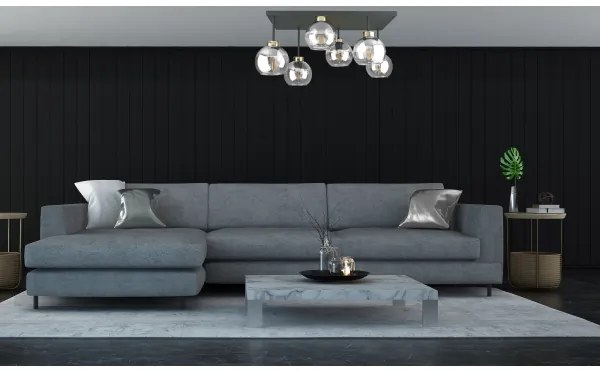 Lustră aplicată NESSA 6xE27/60W/230V negru/auriu/transparent