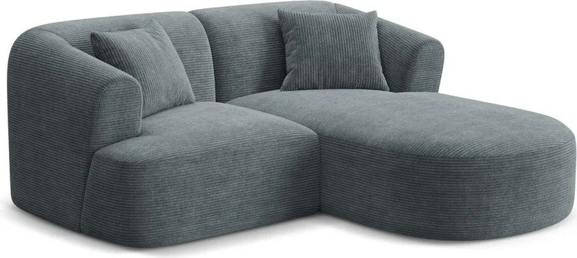 Colțar gri închis cu tapițerie din catifea reiată (cu colț pe partea dreaptă/cu șezlong) Campi – Cosmopolitan Design