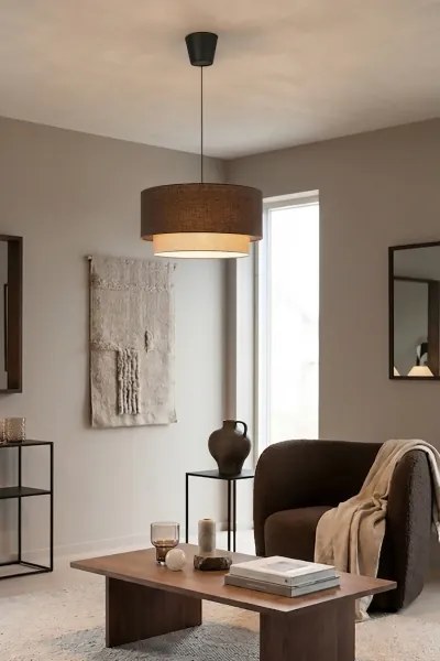 Brilagi - Lustra LED suspendată pe cablu BOHO ECO, 1xE27/10W/230V, Ø 40 cm, maro/crem