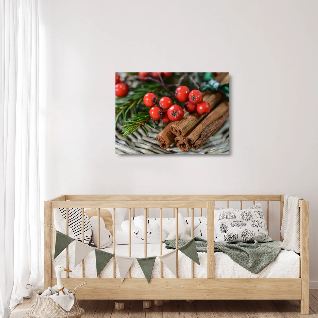 Tablou pe sticlă cu rowan și scorțișoară (70x50 cm)