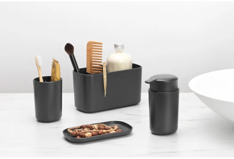 Set accesorii baie Brabantia ReNew 1003491, 3 piese, 250 ml, Rezistent la coroziune, Gri inchis