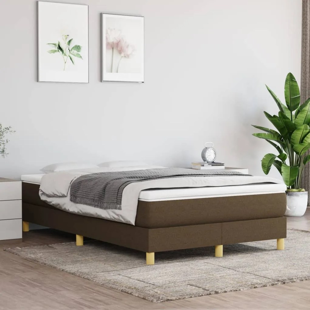 3144162 vidaXL Pat box spring cu saltea, maro închis, 120x200 cm, textil