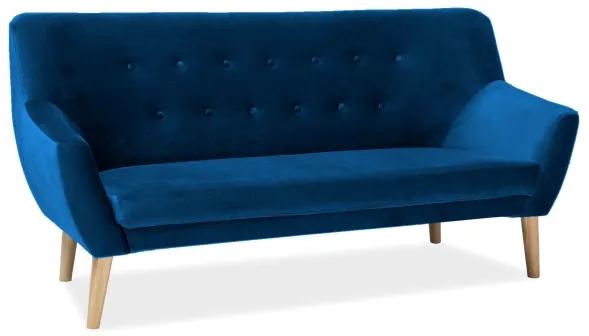 Canapea din catifea Nordic albastra, 3 locuri