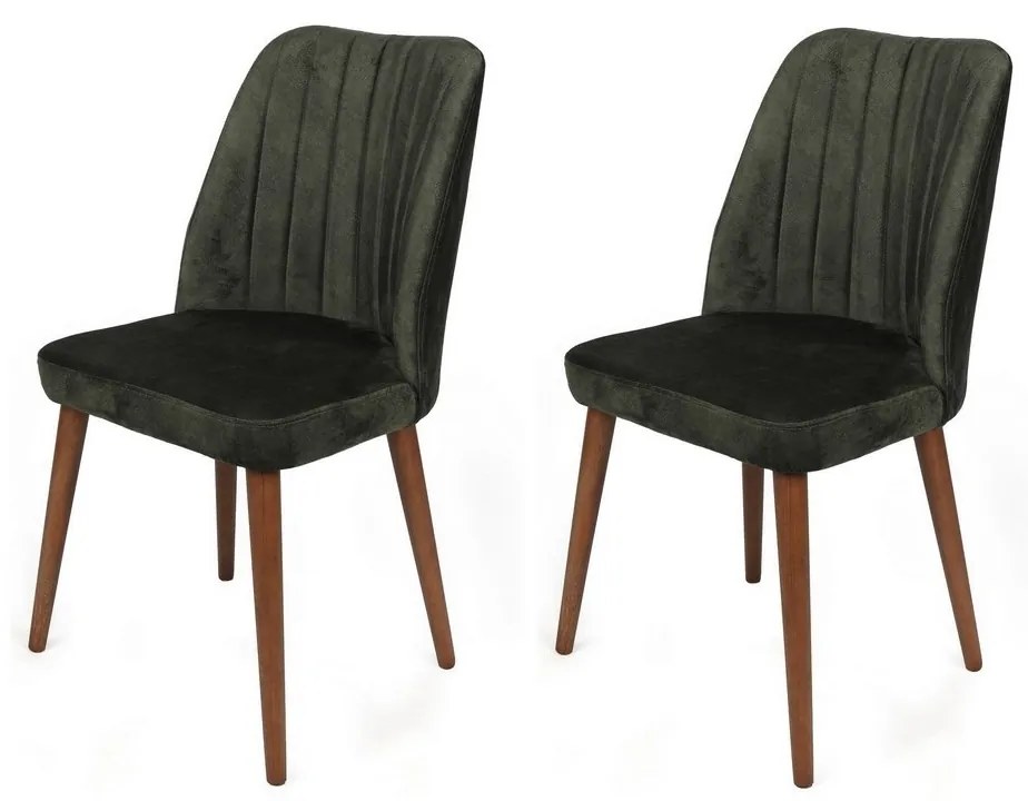 Set de scaune de sufragerie Alfa Khaki and Walnut,2 buc.