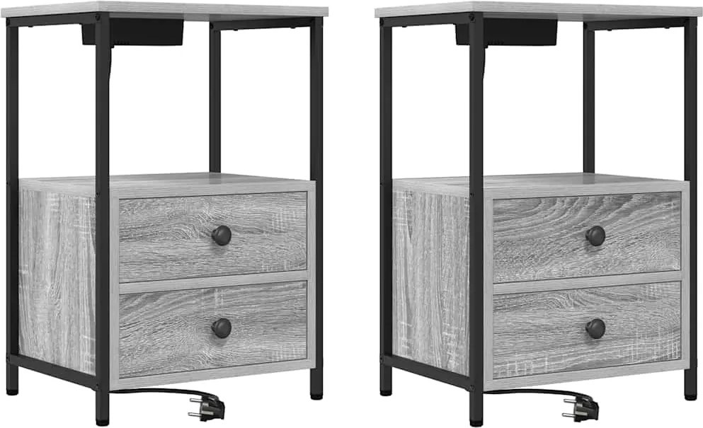 vidaXL Dulap de noapte 2 pcs Gri Sonoma 40 x 31 x 60 cm Lemn compozit